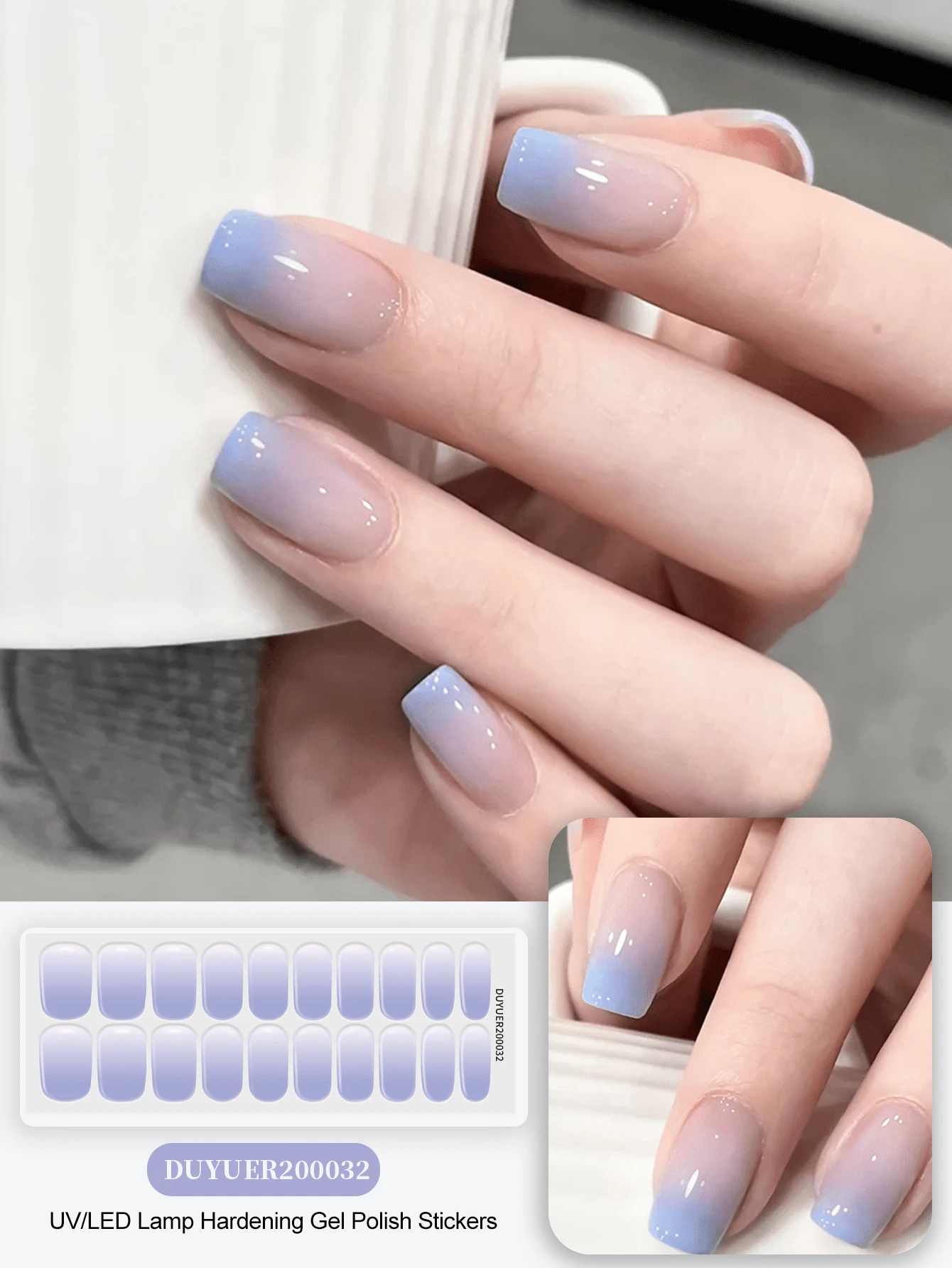 20pcs Semi-Cured Gel Nail Strips, Salon-Grade Durable, Easy To Apply And Remove, Requires UV Lamp Curing