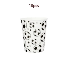 10pcs/50pcs/80pcs Football Theme Disposable Paper Plates, Cups, Napkins Party Supplies Tableware Set, Suitable For Football Theme Birthday Party, Sports Theme Event, Football Enthusiast Gathering, Etc. - Black and White - View 8