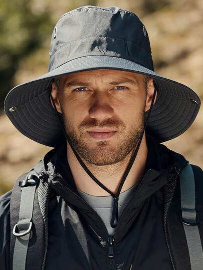 1pc Adjustable Drawstring Bucket Hat, Windproof, UV Protection, 3D Design, Fashionable, Soft & Comfortable, Breathable, Multifunctional, Flattering, Suitable For Beach, Outdoor, Travel, Hiking, Cycling, Dates, And Various Occasions (Random Windproof Cord Buckle)