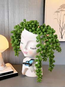 1 chậu cây mọng nước bằng nhựa hình búp bê dễ thương, vật trang trí sáng tạo, thích hợp làm quà tặng cho cả nam và nữ, cũng như trang trí văn phòng và sân vườn. - Nhiều màu - Xem 2