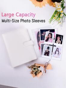 1Set (1Pc Casing With 25Pcs Inner Pages)/Only 25Pcs Replace Inner Pages/Only 50Pcs Replace Inner Pages - 6-Rings A5 PU Leather Loose-Leaf Photo Album Binder With 25 Inner Film Bags, Small Card Storage Book, DIY Card Collection Album Travel Journal,Elegant Rectangular Photo Organizer For Mini Film, Family, Anniversary, Graduation, Wedding, Handmade Scrapbook For Mini Movies, Family Photos, And Anniversary Pictures - Multicolor - View 6