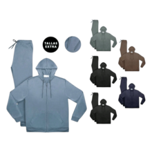 CONJUNTO ECONOMICO CASUAL PARA HOMBRE CON BOLSAS LATERALES CON CAPUCHA AJUSTABLE Y PANTALON TIPO JOGGER - Verde militar - Ver 3