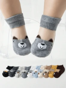 10 Pairs Unisex Baby Socks, Cute Animal Expression Breathable Thin Socks For Infants & Toddlers In Summer - Multicolor - View 6