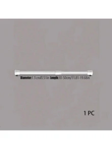 1pc/2pcs No-Drill Extendable Curtain Rod, Stainless Steel Retractable Tension Rod, Closet Organizer - White - View 20