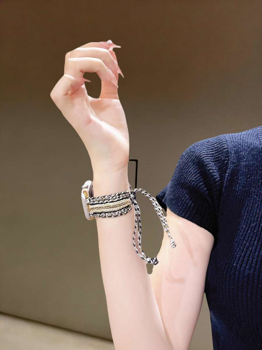 Dây đeo đồng hồ dệt thủ công kiểu Bohemian nguyên chất, tương thích với Apple Watch 38mm 40mm 41mm 42mm 44mm 45mm 49mm dành cho nữ, dây đeo thủ công thời trang tương thích với Apple Watch Series SE11 10 9 8 7 6 5 4 3 2 1, dây đeo thay thế cho đồng hồ .