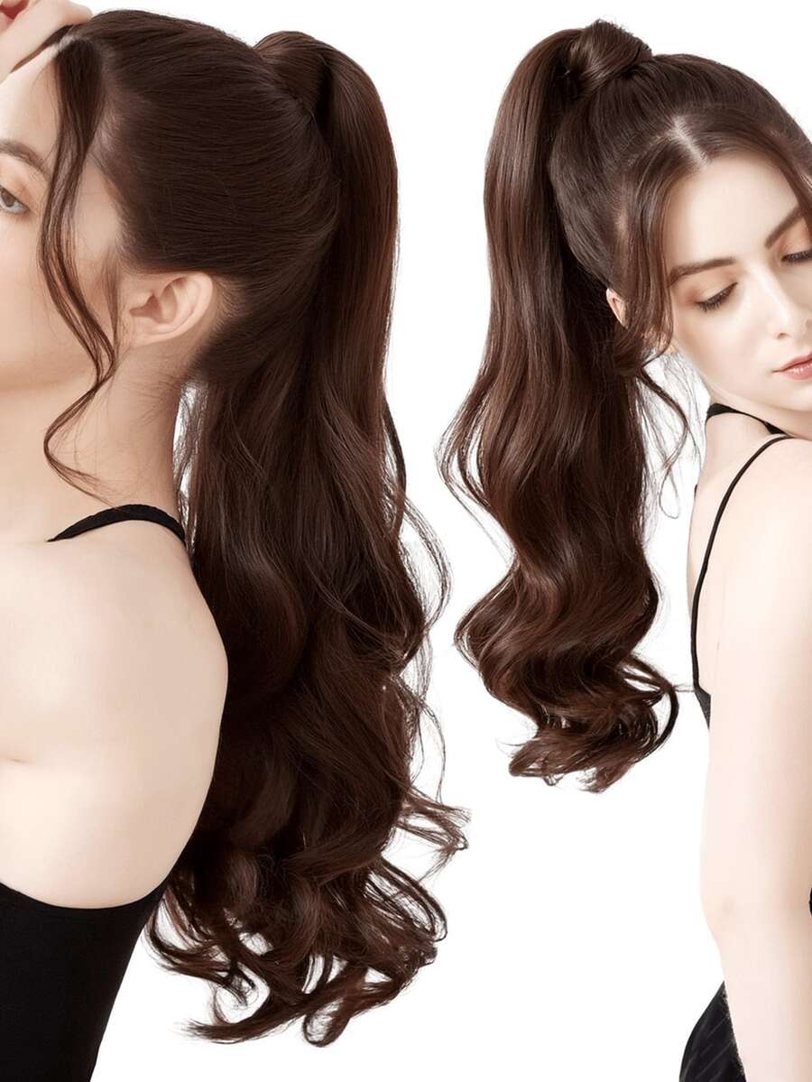 18 Inch Women Ponytail Wig, Long Hair, Clip-On Fixation, High Ponytail, Big Wavy Curls, Natural Long Curly Hair, Fake Ponytail - Multicolor - View 1