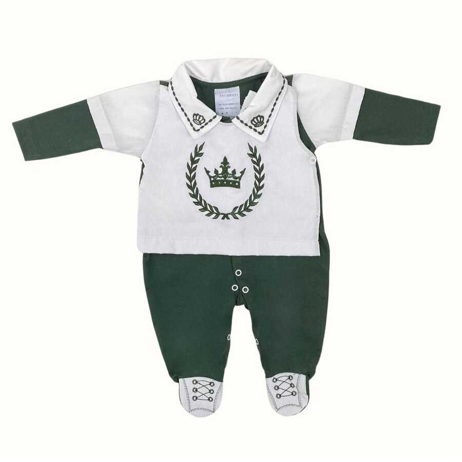 Baby Jumpsuit With Silky Touch, Ultra Softness, And Luxurious Buttons - Army Green - View 1