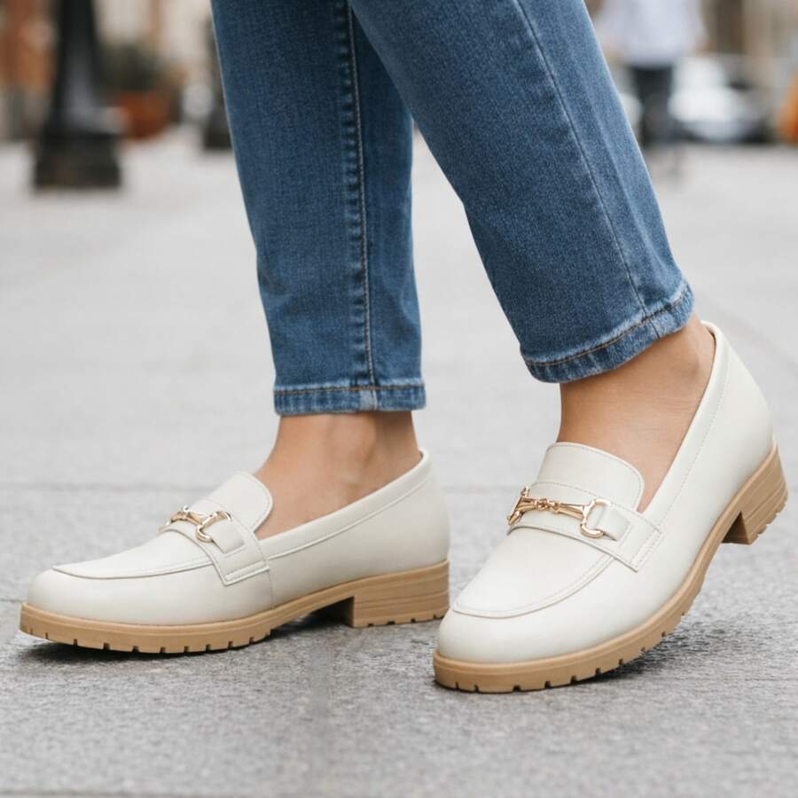Women's Square Toe Loafer Shoe - Original - White - View 1