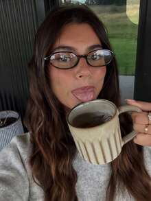 一副女士时尚椭圆形眼镜 - 复古透明设计，完美展现学院风范，视野清晰 - 豹紋 - 查看 3