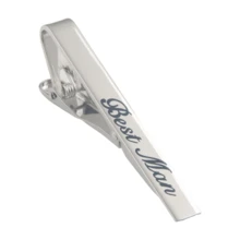 1pc Geometric Pattern Copper Tie Clip, All-Season Wedding Series, New Bride, Father/Mother-In-Law, Sibling, French Shirt Cufflink, Mirror Silver Font - Silver - View 4