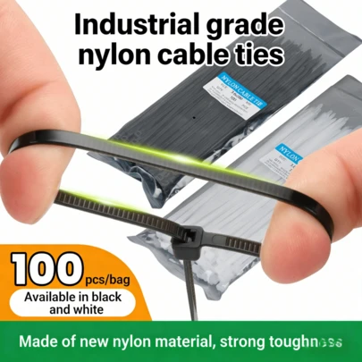 150/200/250条装重型尼龙扎带 - 自锁式可重复使用扎带，适用于花园、厨房、浴室收纳整理、塑料捆扎带、电线扎带、植物支撑及旅行配件，高品质塑料扎带，18磅拉力强度，抗紫外线，自锁式尼龙扎带，白色/黑色