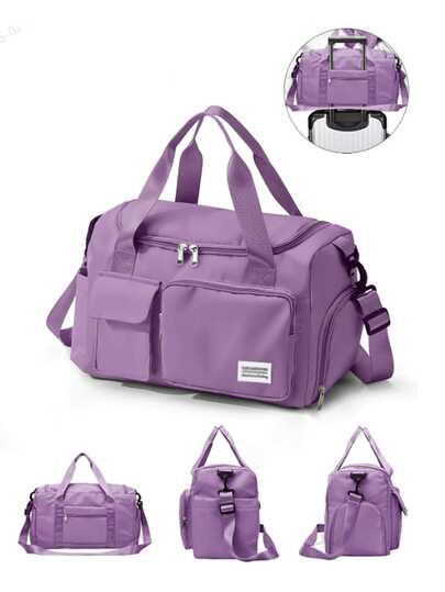 1 pieza Bolsa de fitness de 35L, Bolsa de yoga, Bolsa deportiva con compartimento para zapatos y bolsillo para ropa húmeda, Hecha de tela Oxford púrpura resistente al agua, Bolsa de viaje con bolsillos secos y húmedos, Bolso ligero, Bolso de fin de semana, Unisex, Adecuado para entrenamiento, viaje, gimnasio, natación, viaje de negocios, vacaciones, etc.