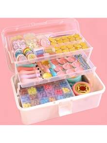 1 hộp nhựa 3 tầng, hộp đựng đồ đa năng, hộp đựng dụng cụ gấp gọn gia đình, hộp đựng đồ dùng nghệ thuật và thủ công di động, hộp đựng đồ may vá, hộp đựng thuốc. - Hồng - Xem 5