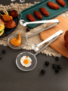 1Pc Stainless Steel 2-In-1 Food Strainer & Tongs – Multi-Functional Kitchen Tool For Frying, Straining, And Gripping - Multicolor - View 7