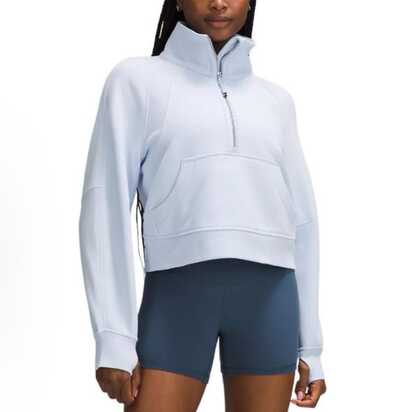  Lululemon Women's Scuba Oversized Funnel-Neck Half Zip Sweatshirt | Premium Cotton-Blend Fleece Sweatshirt | Luxury Soft High-Neck Pullover | Chic Stand-Up Collar Sportswear | Boxy Fit Cozy Workout Top | Urban Fashion Fleece Jumper With Kangaroo Pocket