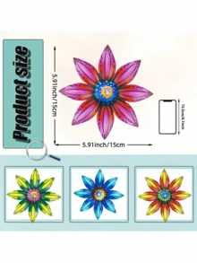 1 pieza/4 piezas Flores de metal de colores, decoración universal para jardín, decoración para patio, decoración para valla, decoración para pared, decoración para porche, colgante para exteriores, suministros ideales para jardinería - A - Ver 8