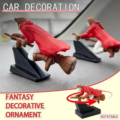 1pc 3D Printed Magic Broom Wizard Sculpture - Illusion Flying Wizard, Colorful Unisex Fantasy Desktop Decor Collectible