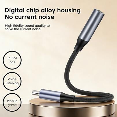 1-2 قطعة محول من نوع C إلى 3.5 مم للصوت، كابل مرن من مادة TPE، بدون ضوضاء أو تأخير، توصيل وتشغيل، مدمج وقابل للحمل، مناسب لجميع أجهزة نوع C، إكسسوار رقمي أساسي للمنزل والترفيه والتنقل والمكتب والدراسة