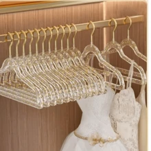 Transparent Gold Powder Acrylic Crystal Clothes Hanger, Seamless Plastic Garment Hanger, Women's Clothing Organizer - Gold - View 2