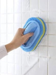 3-Ply Thick Design, Special Fiber Brush Head With Handle, Wall-Mounted Ceramic Facial Cleansing Sponge Brush, Blue, 1pc - Blue - View 10