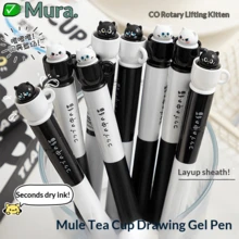 Mule Cat Ballpoint Pen With Silicone Protective Sleeve, Funny Stress Relief Rotating Refill, 0.5mm Quick-Drying Black Ink Pen For Study - Round - View 2