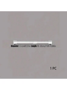 1pc/2pcs No-Drill Extendable Curtain Rod, Stainless Steel Retractable Tension Rod, Closet Organizer - White - View 15