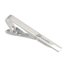 1pc Geometric Pattern Copper Tie Clip, All-Season Wedding Series, New Bride, Father/Mother-In-Law, Sibling, French Shirt Cufflink, Mirror Silver Font - Silver - View 7