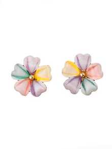 1 par de pendientes con diseño de trébol de moda talla grande vendidos, adecuados para uso diario, gran regalo para amigos (color aleatorio) - Multicolor - Ver 2