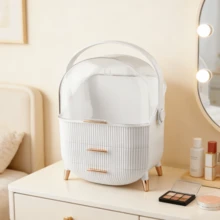 Large Capacity Makeup Storage Box, Portable Dust-Proof Storage Cabinet Bathroom Accessory - Multicolor - View 1