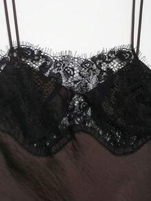 DEEKA Summer New Arrival Women's Dress, European And American Fashion Sexy Asymmetric Lace Satin Dress Elegant - Coffee - View 10