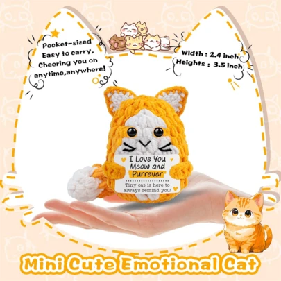 1件手工钩织桌面摆件，可爱毛绒娃娃，送给闺蜜、生日、女友、姐妹、妈妈、奶奶、同事、家人的礼物，传递正能量，创意派对、万圣节、圣诞节、表达感谢，钥匙扣配件