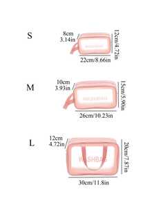 1 pieza o Set de 3 piezas Bolsa de maquillaje impermeable de PVC de gran capacidad, estilo bohemio, para el hogar, viajes, útiles escolares, regalo de fiesta, decoración de otoño y Navidad, organizador de cosméticos, neceser, regalo de vacaciones, solución de almacenamiento para viajes - Rosa - Ver 6