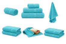 Toalla de Baño de Algodón 500 Gr.100% Algodon,Tamaño 100 x 150 cm (toalla sabana),70 x140 cm (toalla de ducha), 50 x 100 cm (toalla de lavabo) y 30 x 50 cm (toalla para bidé),Variedad de colores,Color Liso,Suave, Absorbente - Turquesa - Ver 2