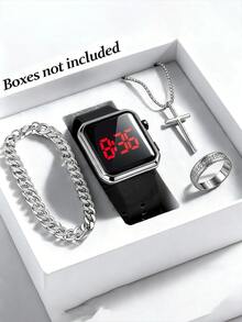 4pcs/Set Men's Exquisite Versatile Fashion Quartz Watches, Minimalist Watch Set - Black - View 8