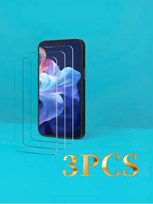 3 piezas de protector de pantalla de vidrio templado de alta definición aplicable para Xiaomi/Apple. Las características incluyen bordes negros, cobertura completa, fácil instalación, dureza 9H, cristal claro, sin burbujas, resistente a arañazos y golpes. - Blanco - Ver 110