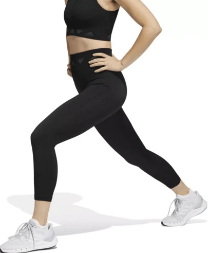  Adidas Women's Aeroknit Leggings Black Seven-Eighth Length 78 % Polyester 11%Elastane 11%Nylon Machine Washable