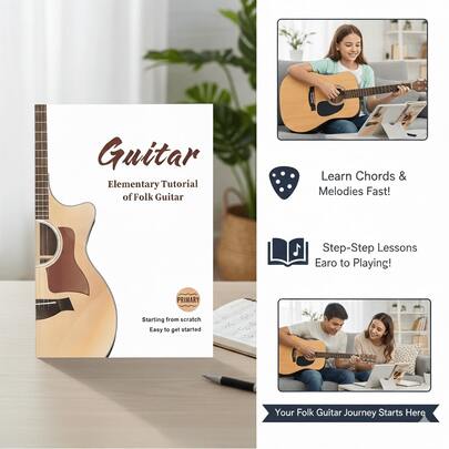 1 Beginner Guitar Instruction Manual, Quickly Master Folk Chords, Strumming Techniques, Fingering Exercises, Synchronized Song Accompaniment, Scale Training, Music Theory