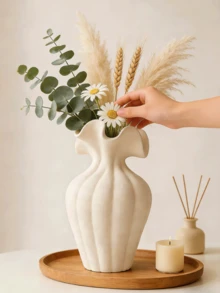 哑光雕花花盆，现代装饰落地/桌面花瓶，简约北欧风家居装饰，优雅客厅/餐桌装饰，婚礼/圣诞装饰，送她的礼物，女友礼物，女士冬季礼物 - 彩色 - 查看 5