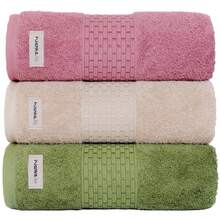 Set Of 3 Extra Large Thick And Soft Bath Towels | Milano 100% Cotton 600g - Green, Beige and Wine - View 1