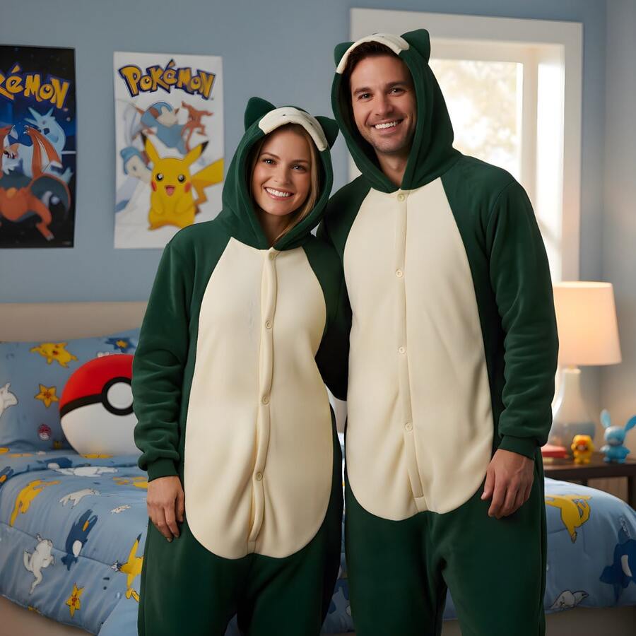 pokemon Adult  Hooded Kigurumi Pajama Suit - 綠色 - 查看 1