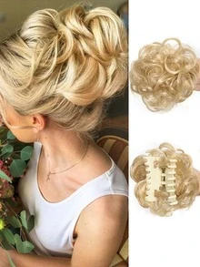 Synthetic Fiber Clip-On Bun Wig, Messy Updo, Realistic Wavy Curls, Loose Updo, Hair Extensions, 6 Inches, Suitable For Everyday Wear And Parties. - Multicolor - View 14