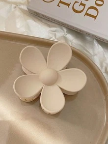 1件装花卉沙滩度假发饰，适合日常佩戴，优雅爪夹，夏季沙滩发夹，度假花朵发夹，假日，旅行，节日，派对 - 米色 - 查看 3