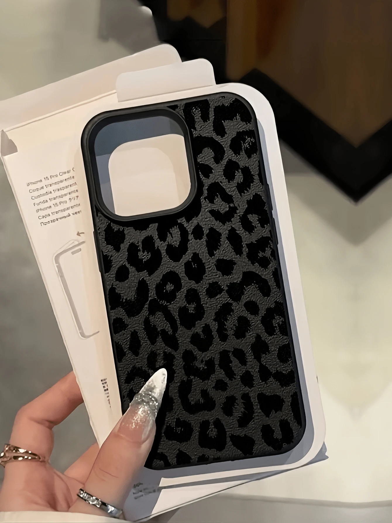 Cheetah,Leopard Print 1pc Black Full Screen Leopard Print Minimalist Shockproof TPU Phone Case Compatible With Apple 17, 16, 15, 14, 13, 12, 11 Pro Max, Air - Multicolor - View 1
