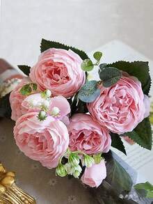 3/1 束仿真玫瑰花，11.8 英寸逼真牡丹花，适合家居婚礼派对装饰，母亲节情人节生日毕业礼物 - 粉色 - 查看 2