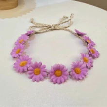 1件向日葵雏菊发箍，波西米亚风印花头饰，适合女性日常佩戴、休闲外出、跳舞、派对、旅行和特殊场合的时尚发饰，女士发带 - 彩色 - 查看 5