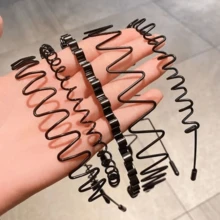1-5pcs Minimalist Metal Wavy Hair Hoop, Facial Cleansing Headband, Wavy Hair Clip, Unisex Hair Accessory, Suitable For Men And Women - Wave Headband - View 14
