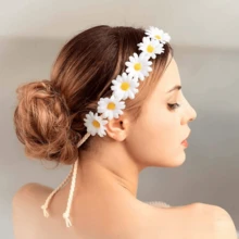 1件向日葵雏菊发箍，波西米亚风印花头饰，适合女性日常佩戴、休闲外出、跳舞、派对、旅行和特殊场合的时尚发饰，女士发带 - 彩色 - 查看 3