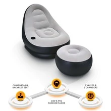 Crystals Deluxe Inflatable Sofa Lounger With Ottoman – Gaming Chair & Foot Stool Air Seat - Inflatable Sofa - View 3