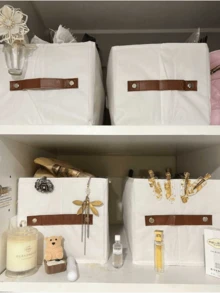 Caixa organizadora dobrável estilo guarda-roupa, em tecido Oxford, na cor off-white (1 unidade), sem compartimentos. Ideal para a primavera, moletons, suéteres de manga comprida, etc. Perfeita para decoração de primavera, decoração de quarto, decoração de casa, decoração de outono, organizador de armazenamento e item essencial para viagens. - Multicolor - Branco - Ver 6