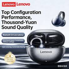 Tai nghe Bluetooth móc tai Lenovo TA410, âm thanh toàn cảnh độ nét cao, thời lượng pin dài, đeo thoải mái, không dây hoàn toàn, tai nghe thể thao và chơi game. - màu đen - Xem 11